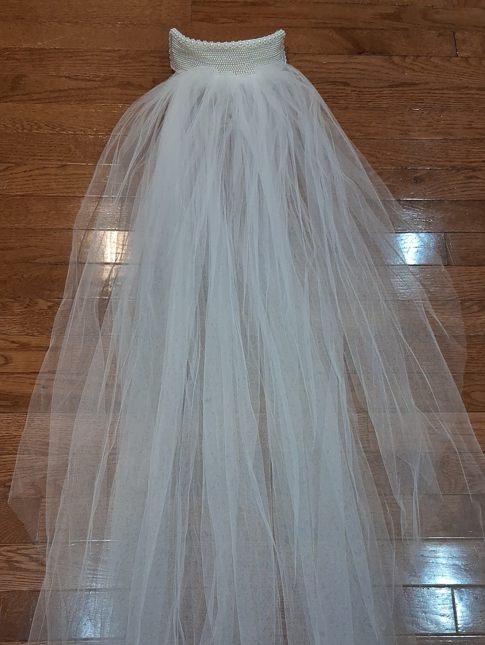 Vintage 80's Pearl Encrusted Crown Bridal Headpiece And Veil